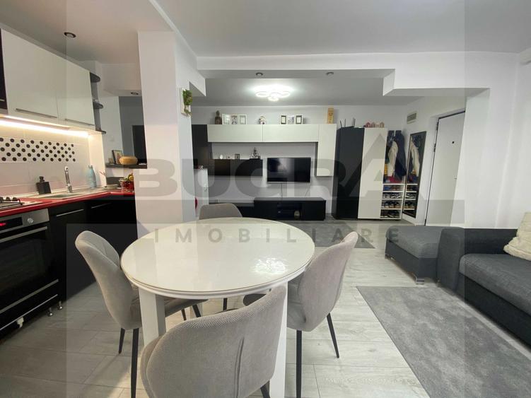 Apartament elegant de 3 camere,65m curte privată, zona Primariei Baciu