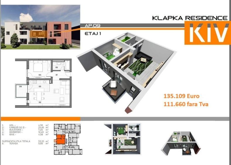 Apartament 2 camere cu terasă | Braytim | Comision 0%