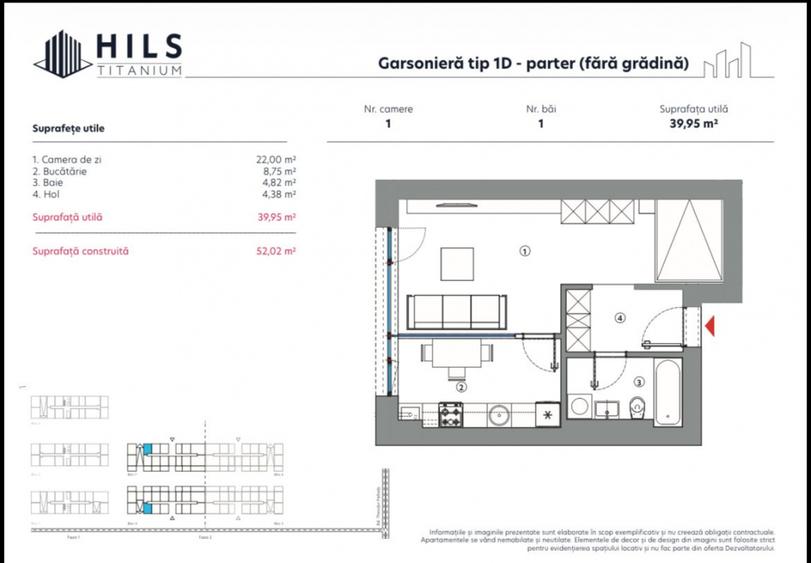 Garsoniera / Hils Titanium Faza 2 / 10 minute Metrou / Comision 0%
