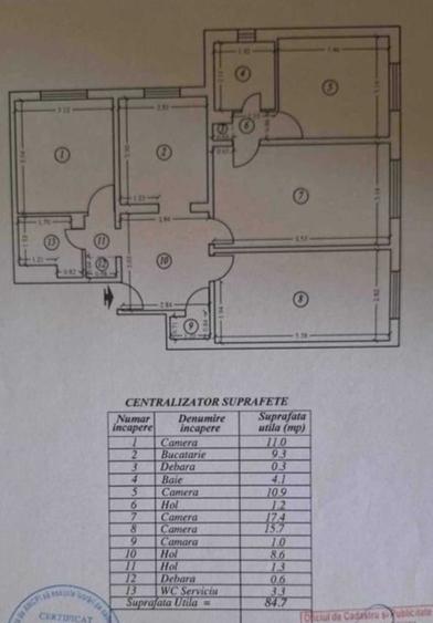 Apartament 4 camere-semidecomandat  -zona Lujerului
