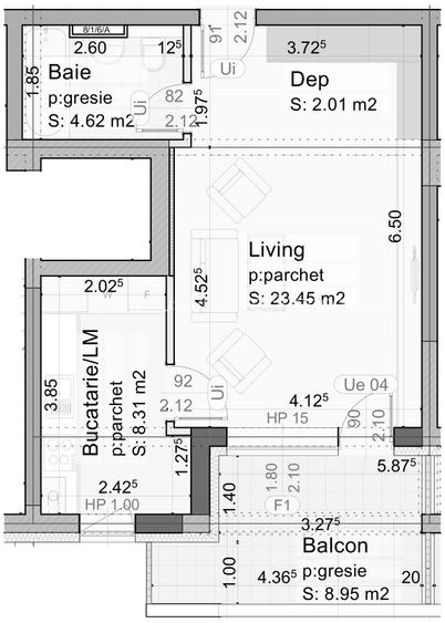 garsoniera, 38,4mp+8 mp balcon, TVA inclus 21%, februarie 2028 finalizare - 1