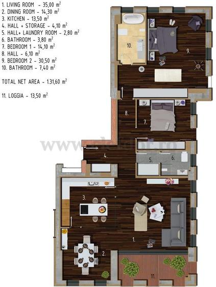 Kiseleff - apartament cu 3 camere de inchiriat