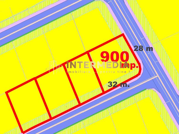 Teren INTRAVILAN 900 mp. 2 fronturi Stradale 28m CETATE Lidl-Schit Asfalt Canal