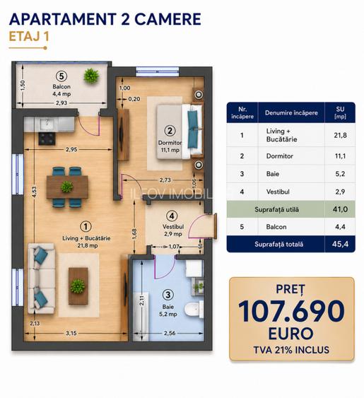 Apartament 2 camere Westside Otopeni, Et.1, bloc nou aproape de metrou - 3