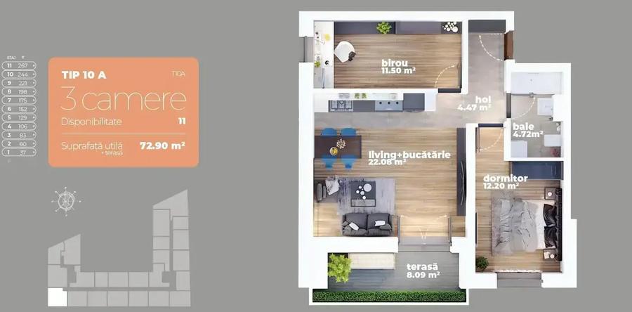 DE VANZARE 3 Camere NOU Zona Auchan Titan Bd. 1 Decembrie 0% Comision