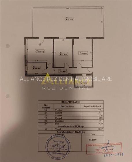 Apartament 3 camere cu terasa -  Strada Luica - 9