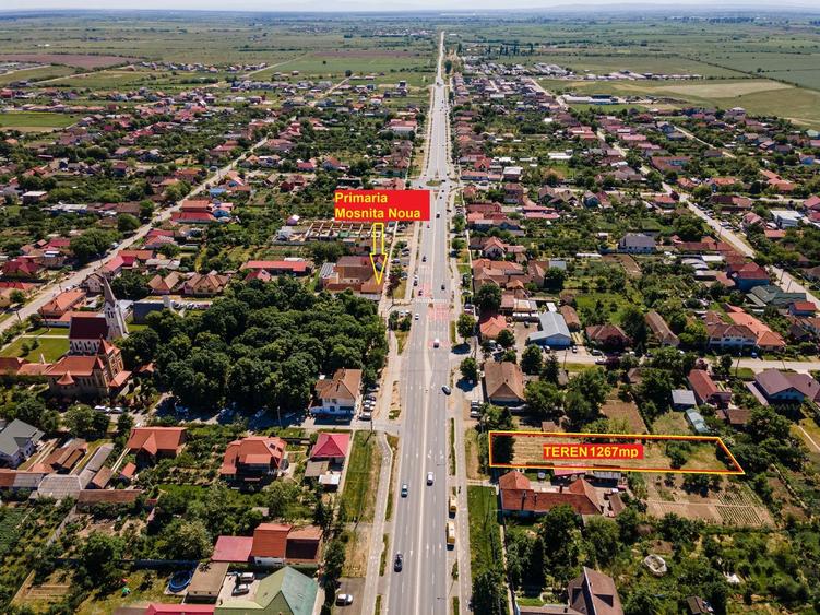 Teren ultracentral in Moșnița Nouă | 1267 mp | Vad comercial excelent