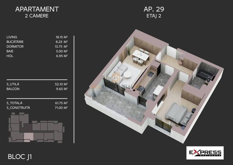 Apartament decomandat cu 2 camere, ansamblu securizat, Drumul Binelui