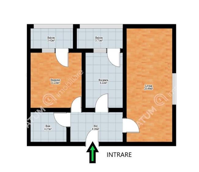 Apartament 2 camere decomandate balcon zona Strand Sibiu