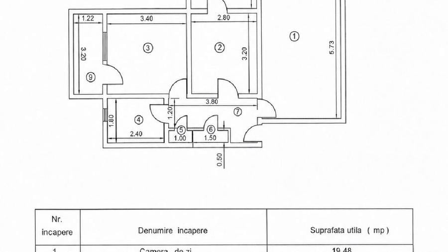 Babadag - Apartament-2 camere 50 mp, Etaj 4|4, Tulcea