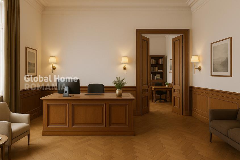 Spatiu birouri - 3 camere | Zona Cismigiu | Et. 2 – Cladire Interbelica | 107 MP