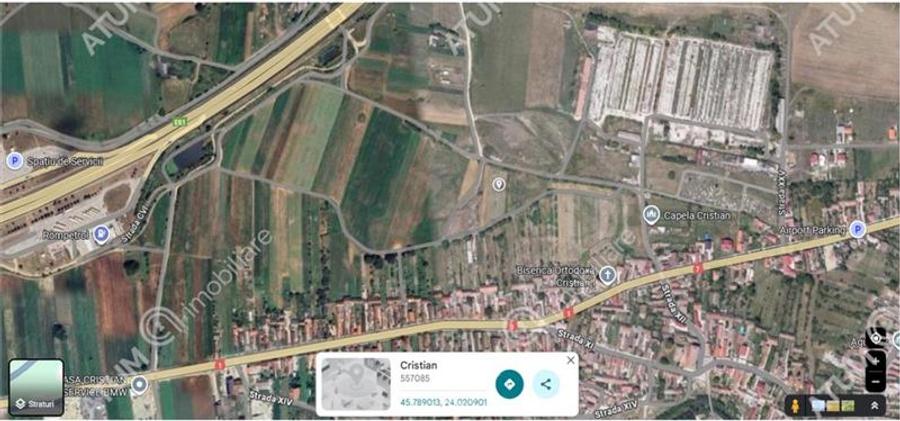 Teren intravilan de 8600 mp cu deschidere la doua drumuri in Cristian