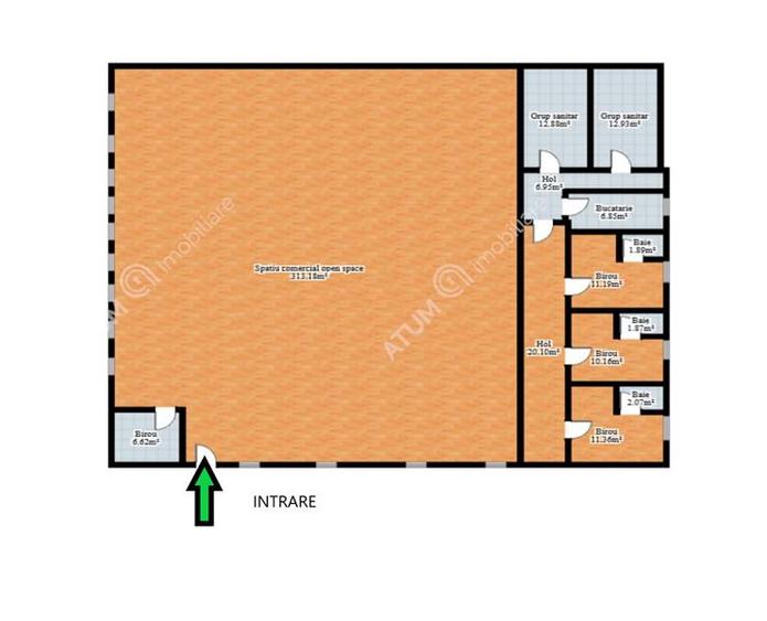 Spatiu comercial de 490 mp la etajul 1 in zona centrala din Sibiu