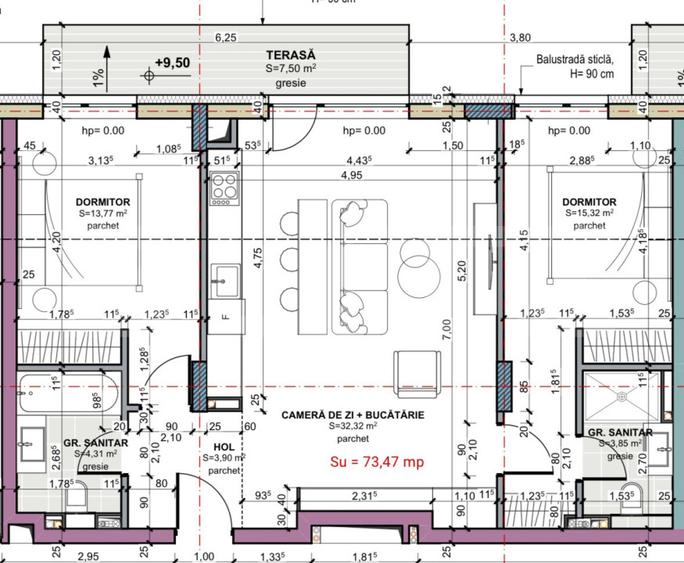 Apartament 3 camere, 74 mp, comision 0, zona Terra Oasului