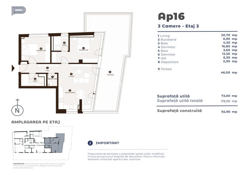 3 CAMERE + Terasă Mare | Timpuri Noi | Design Premium |  T3 2026 - 1