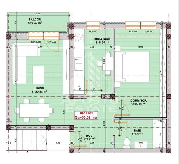 Apartament cu 3 camere, etaj intermediar, Giroc