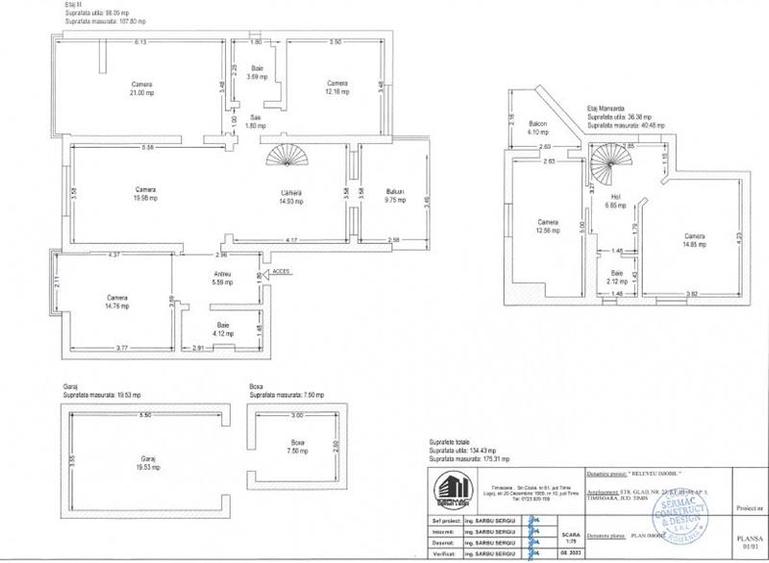 Apartament in asociatie, renovat, 6 cam 2 nivele cu garaj Elisabetin