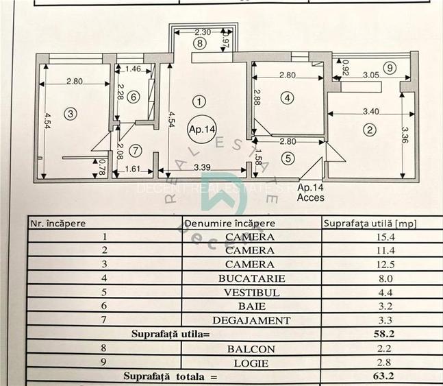 Apartament 3 camere de vanzare, Centru Civic