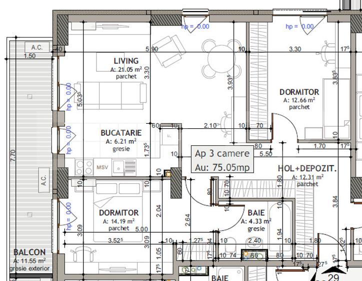 Ap. 3 camere[76 mp] Ansamblu de top cu Discount_zona RIVUS- TVA INCLUS! - 2