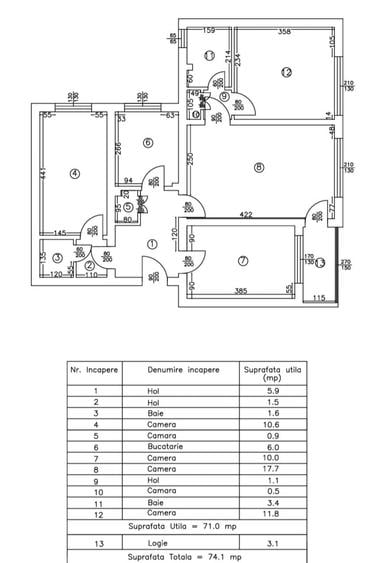 Apartament cu 4 camere, etajul 2/4, zona Podu Ros