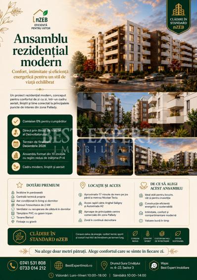 4 Camere pentru Familie | 96,93 mp Total | 2 Băi | Comision 0%