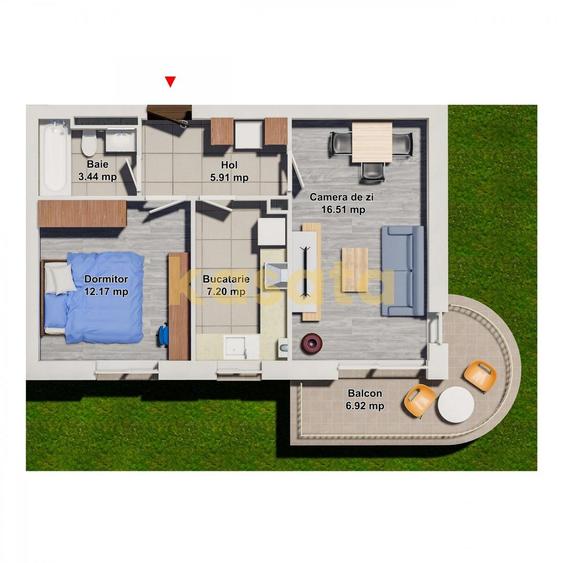 2 camere I Cosmopolis I 50 mp I et 4 I zona Tunari