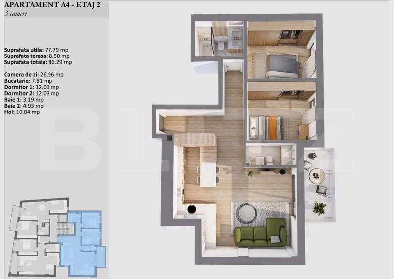 Apartament de 3 camere, bloc premium, etaj intermediar, zona Centrala