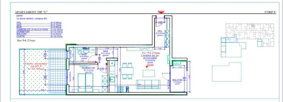 Apartament 2 camere, 54 mp utili, balcon 5 mp .Calea Aradului,loc parcare inclus