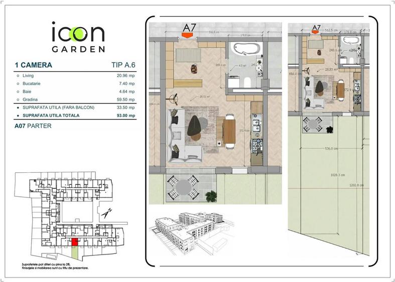 Garsonieră cu grădină, ansamblu nou, finalizat, Icon Garden