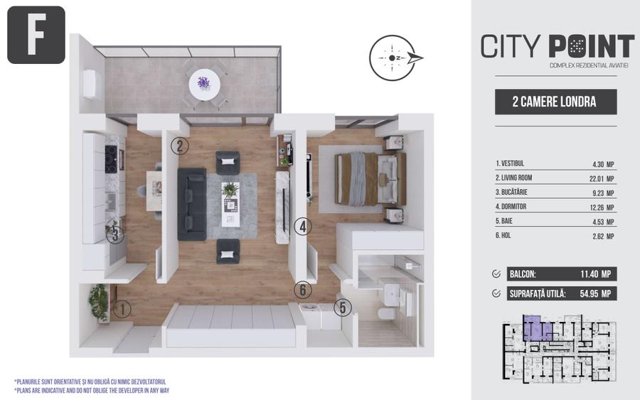 Apartament 2 camere de vanzare - City Point Aviatiei