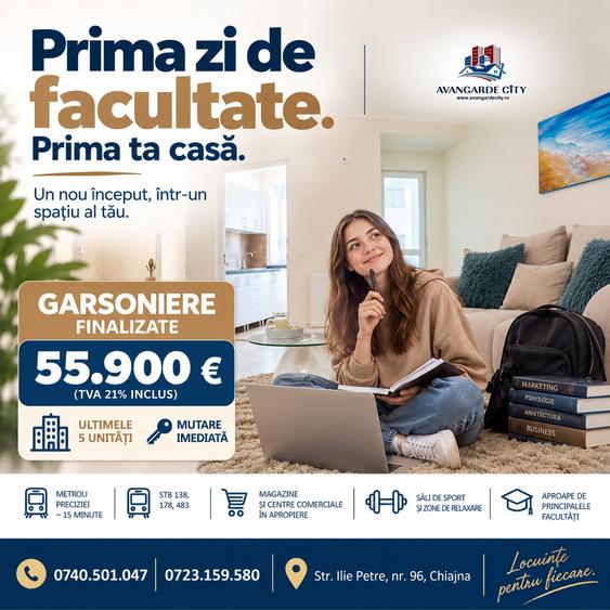 GARSONIERĂ PREȚ PROMOȚIONAL, OFERTĂ LIMITATĂ DIRECT DEZVOLTATOR