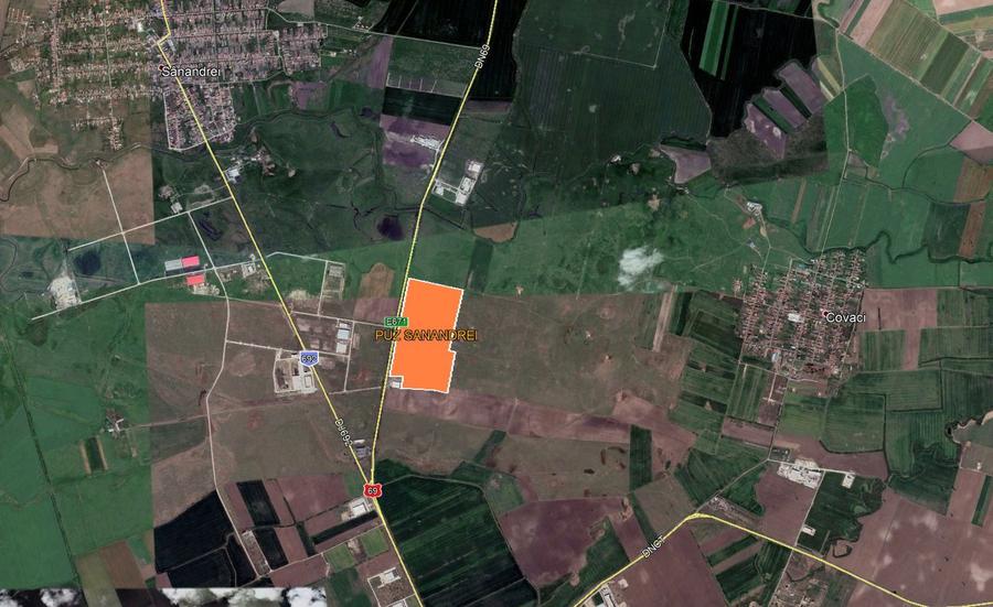 De vanzare teren logistica/industrial, coborare bretea A1 - Sanandrei, Timis