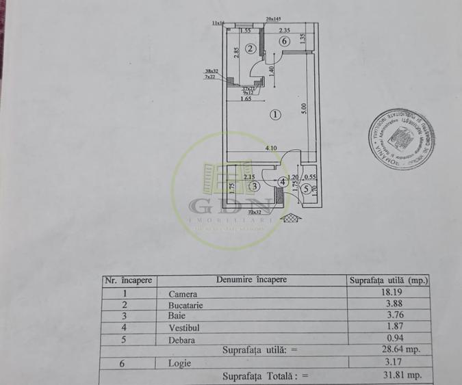 Garsonieră de vânzare | 31,81 mp | Etaj 1/10 | Drumul Taberei – Favorit