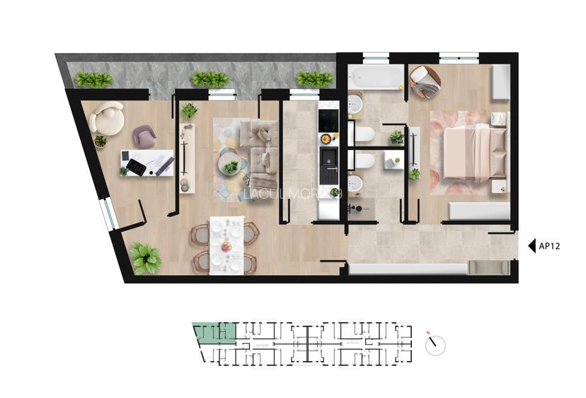 Apartament cu 3 camere și două băi, langa Lacul Morii - 2