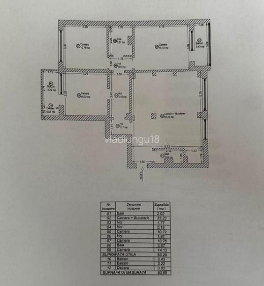 Proprietar vând apartament 4 camere, 84 mp, decomandat, zonă centrală Gh. Lazar - 11