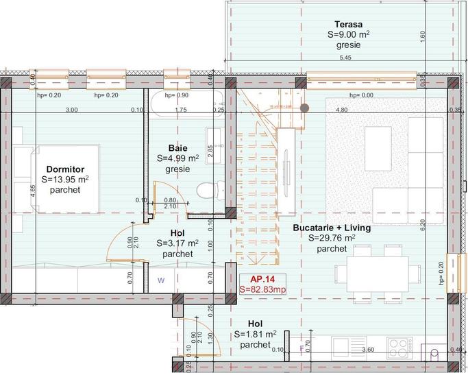 Giroc | Profi-Neptun | Apartament 3 camere cu scara interioara