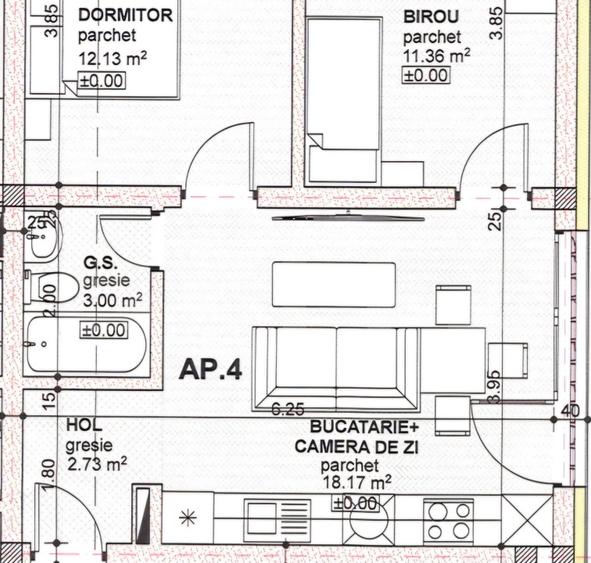 Apartament cu 3 camere, 1 bai, decomandat Calea Moldovei, se vinde finisat