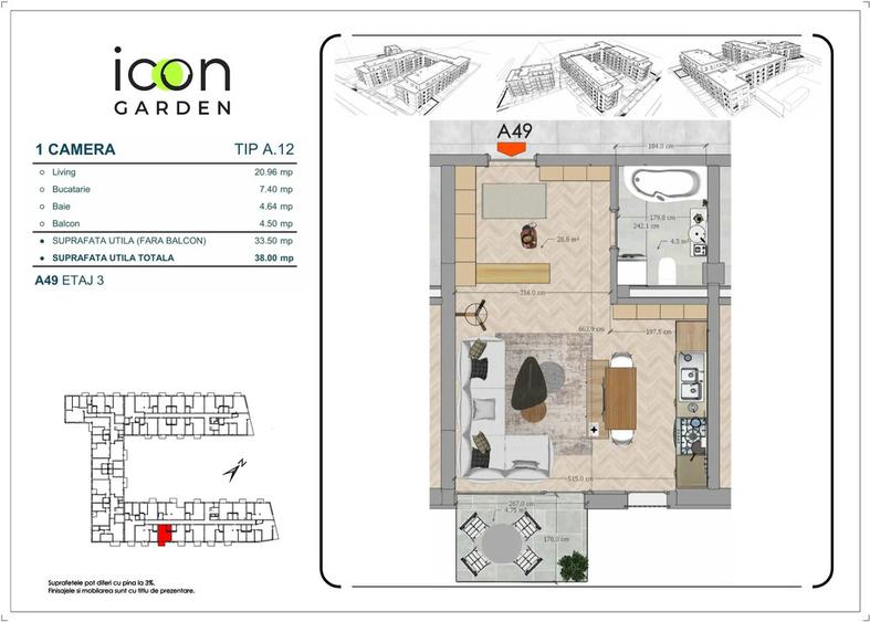 Garsonieră de vânzare - ICON Garden - zona Ștefan cel Mare