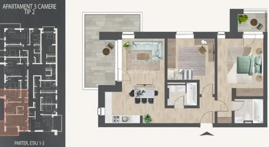 Apartament 3 Camere Decomandat 8 Minute Metrou - Scoala Bloc Boutique - 2