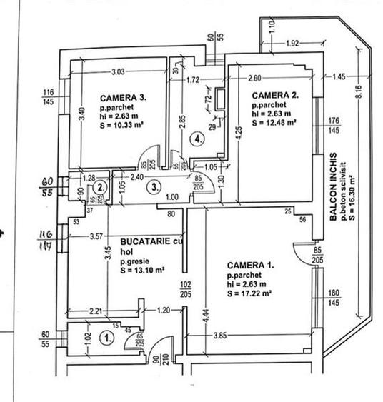 Apartament 3 camere 2 bai Tudor etaj 2
