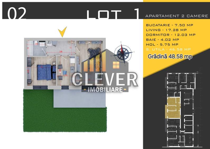 Apartament 2 Camere cu Gradina Proprie si loc de parcare