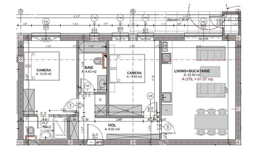 Apartament intabulat cu 3 camere 2 bai si balcon zona Doamna Stanca