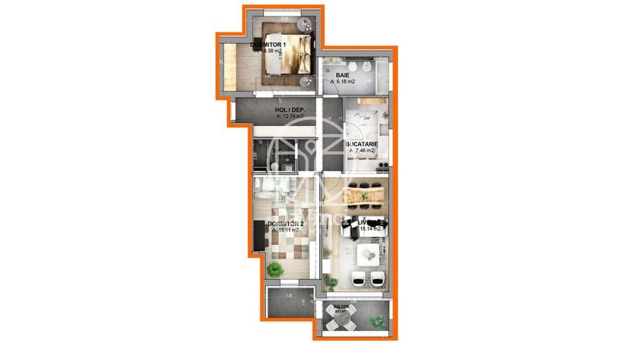 Ap 3 camere, decomandat, 2 bai | intabulat, disponibil imediat |ClasaA