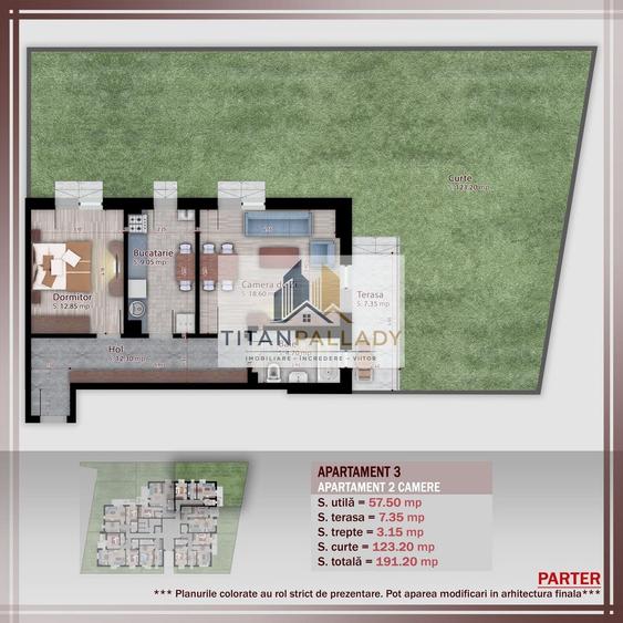 2 Camere cu Gradina 123 Mp,Boutique, Titan -Pallady
