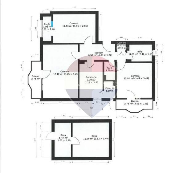 Apartament decomandat cu 3 camere, 2 balcoane și boxă - 17