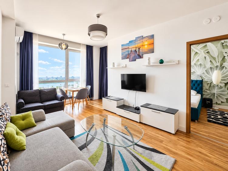 Apartament intr-un complex cu gradina privata si fantani decorative, langa plaja