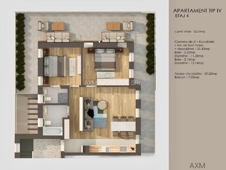 PENTHOUSE 3 camere — TERASĂ 50 mp Tractorul / Coresi  - 2