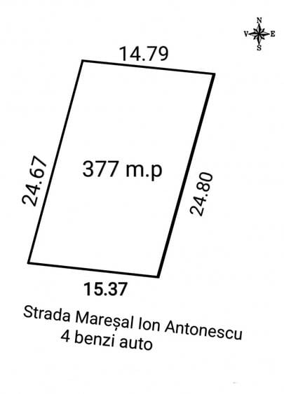 Vânzare Teren perfect 377 mp. cu Autorizație Construcție