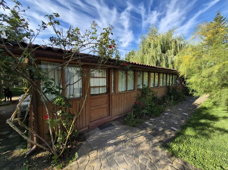 Cabana de lemn cu fundatie 86 mp+ livada pomi fructiferi+teren 847 mp