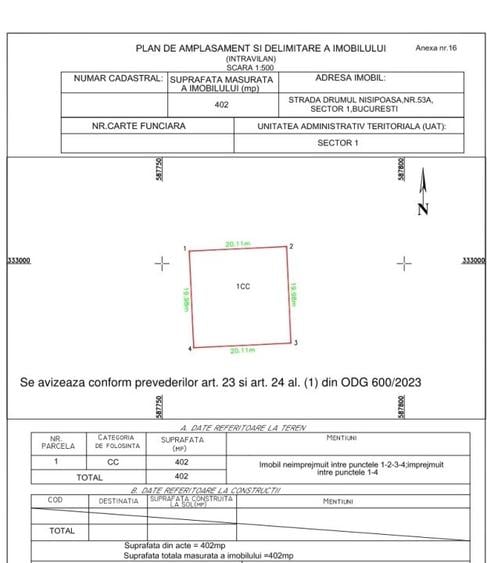 Baneasa, Nisipoasa, vanzare teren intravilan, suprafata 640 mp, P+4,